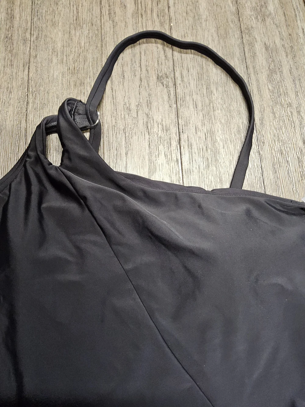 NWT Size Med 10/12  Lands' End Black One-Shoulder One-Piece Swimsuit